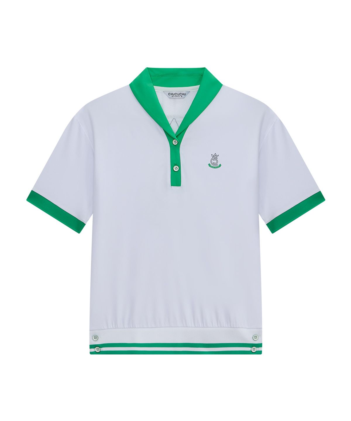 츄쿠츄(CHUCUCHU) 마린 쁘띠 카라 숏 슬리브 탑 (WHITE) CBFSS-TS007W