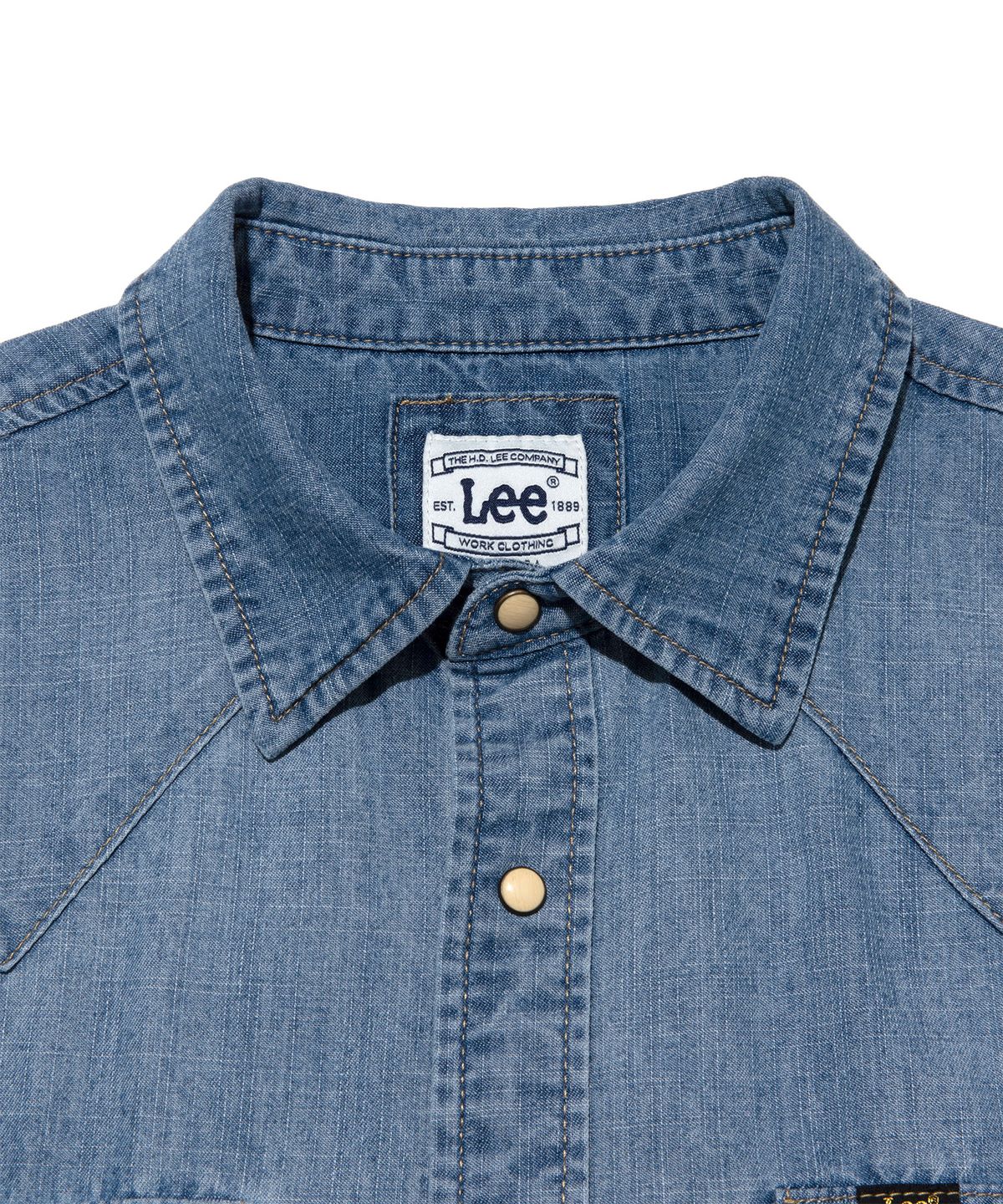 리(LEE) 페인팅 웨스턴 데님 반팔 셔츠 인디고 미듐