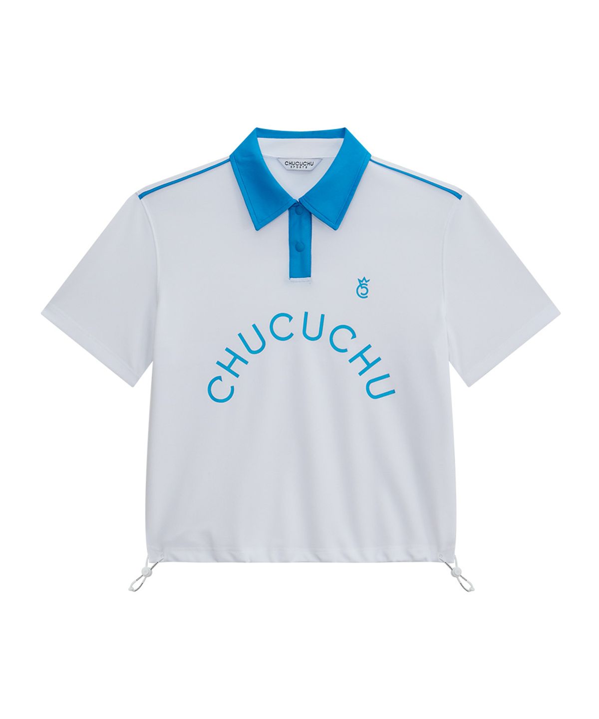 츄쿠츄(CHUCUCHU) 로고 백 메쉬 카라 숏 슬리브 탑 (WHITE) CBFSS-TS008W