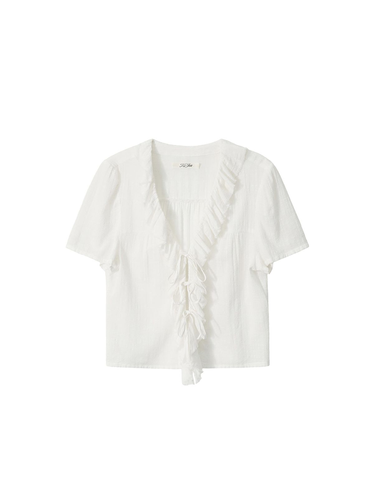 기준(KIJUN) Cotton Ruffle Blouse  Off-White