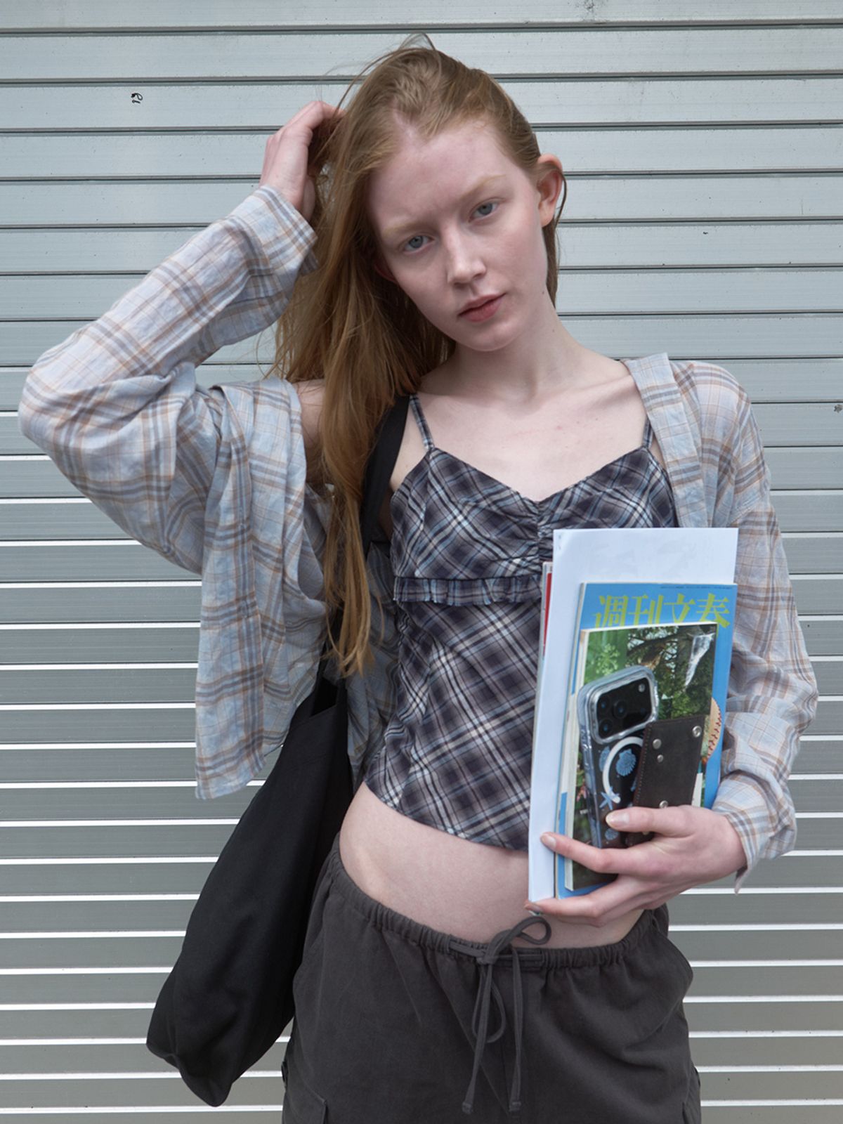 기준(KIJUN) Sheer Check Shirt Sky Blue