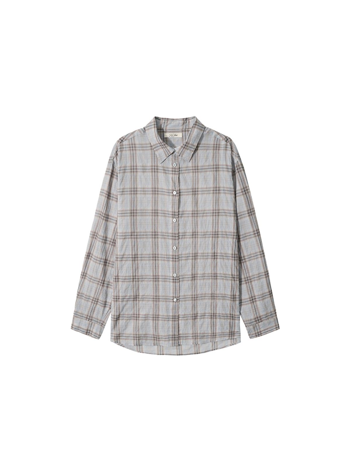 기준(KIJUN) Sheer Check Shirt Sky Blue