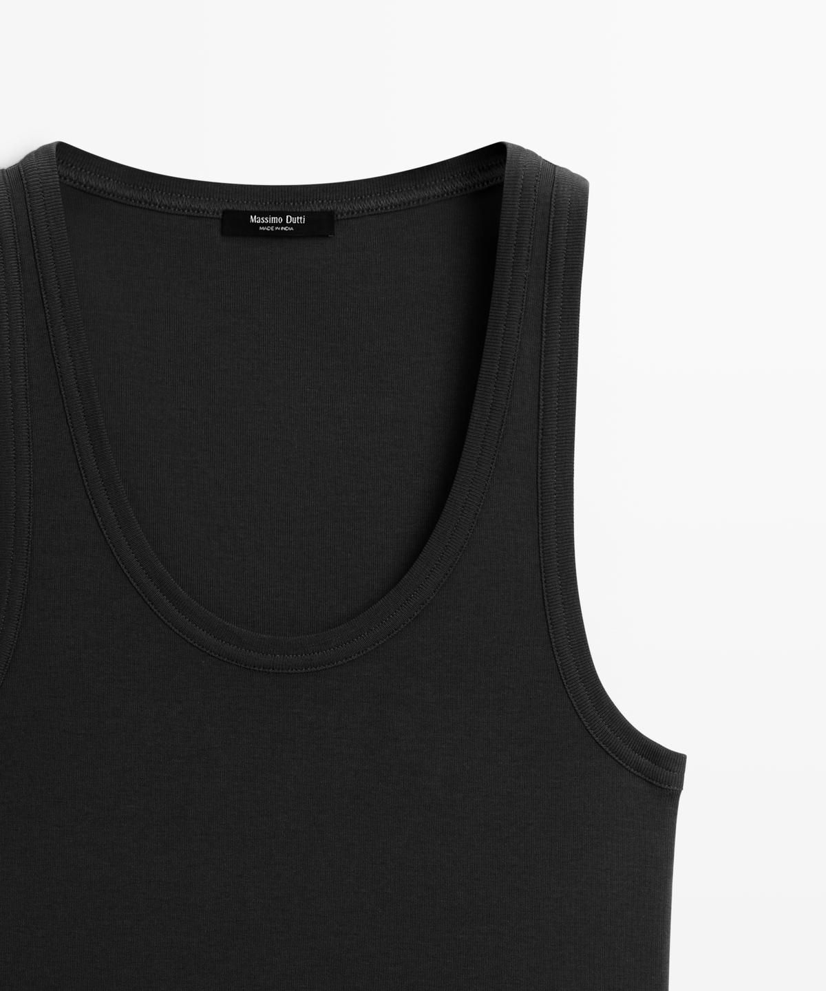 마시모두띠(MASSIMO DUTTI) 100% 코튼 슬리브리스 티셔츠