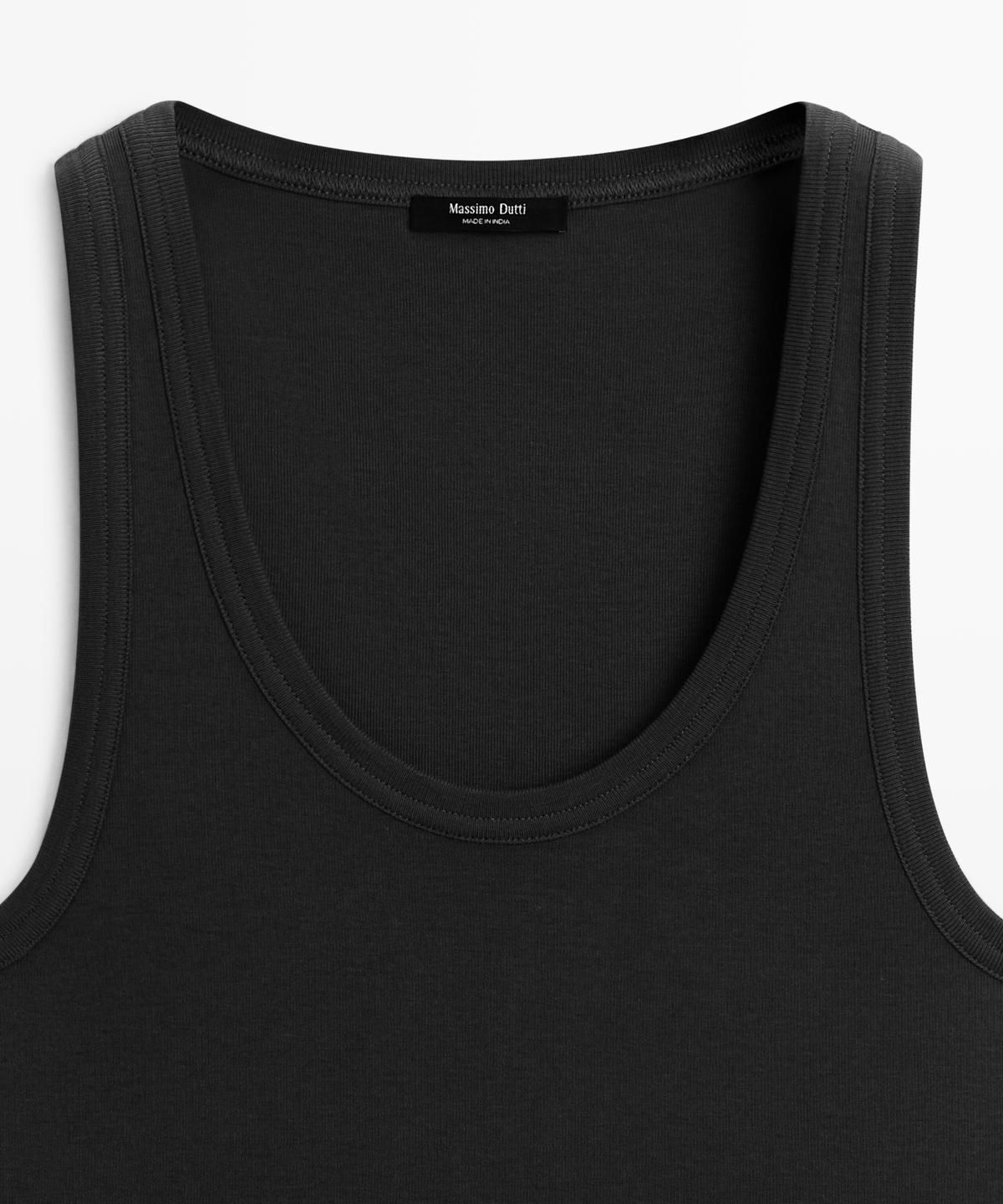 마시모두띠(MASSIMO DUTTI) 100% 코튼 슬리브리스 티셔츠
