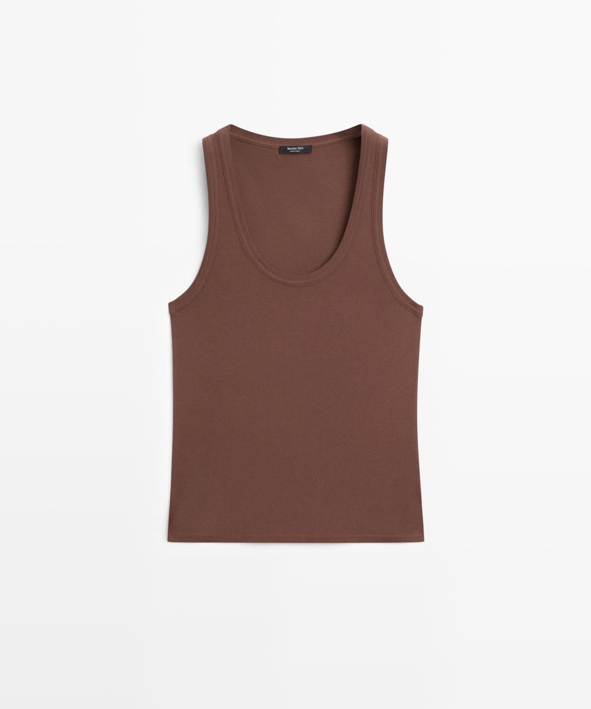 마시모두띠(MASSIMO DUTTI) 100% 코튼 슬리브리스 티셔츠