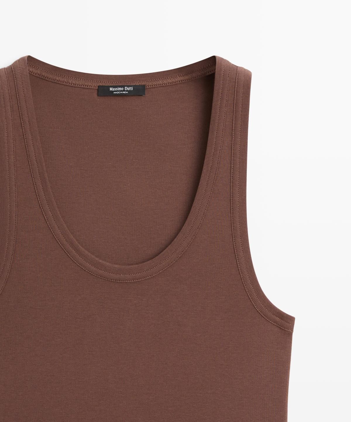 마시모두띠(MASSIMO DUTTI) 100% 코튼 슬리브리스 티셔츠