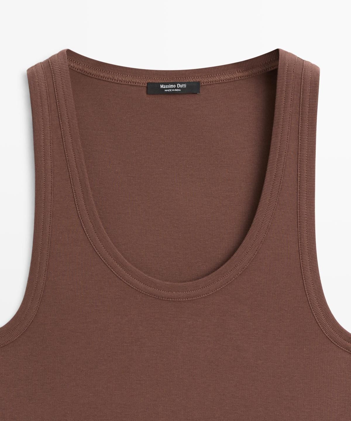 마시모두띠(MASSIMO DUTTI) 100% 코튼 슬리브리스 티셔츠