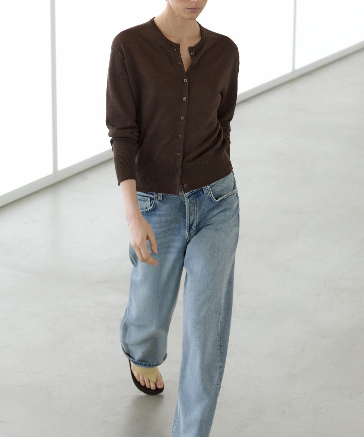 마시모두띠(MASSIMO DUTTI) 버튼 린넨 니트 가디건