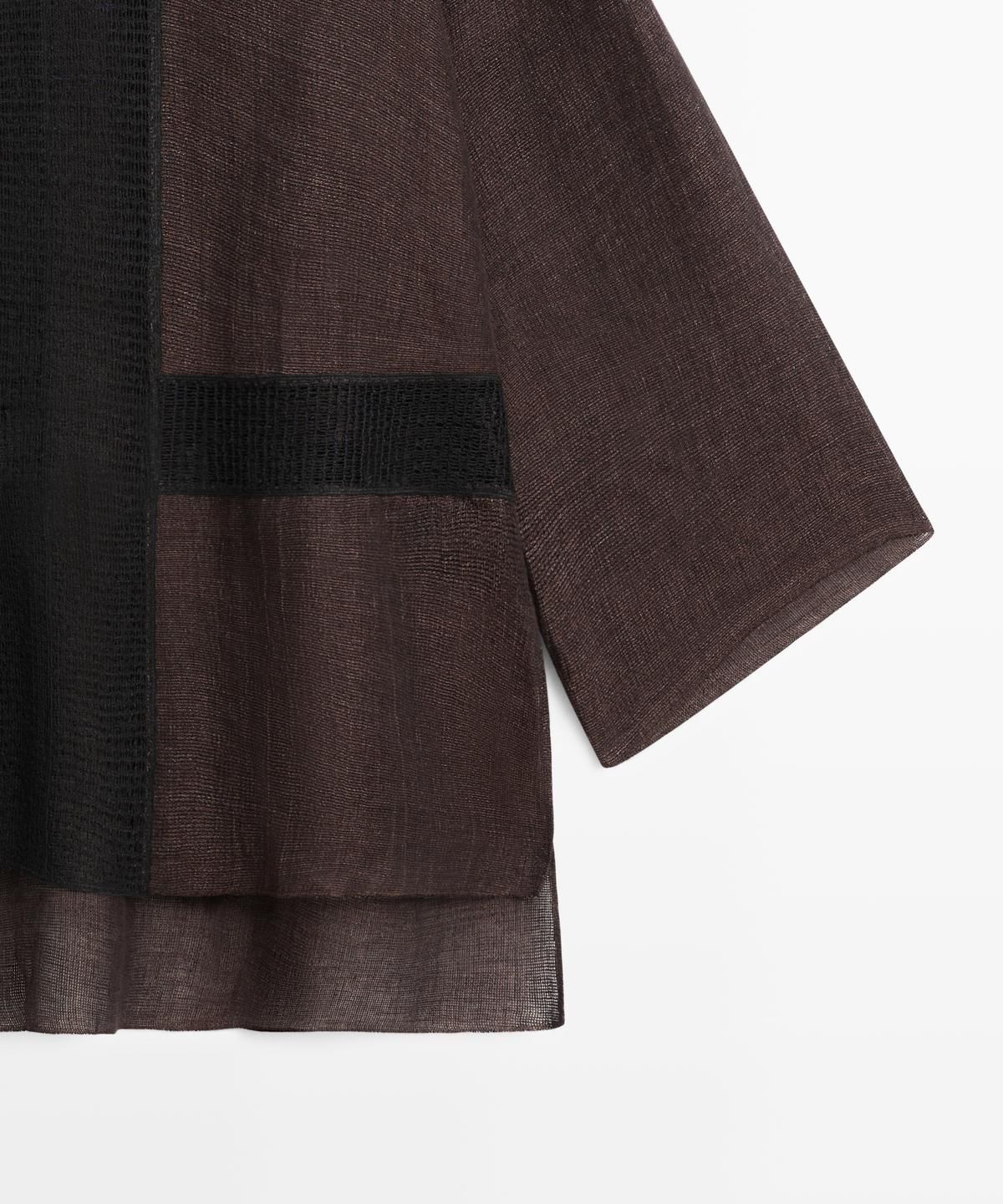 마시모두띠(MASSIMO DUTTI) 레이스 트리밍 플루이드 린넨 블렌드 블루종
