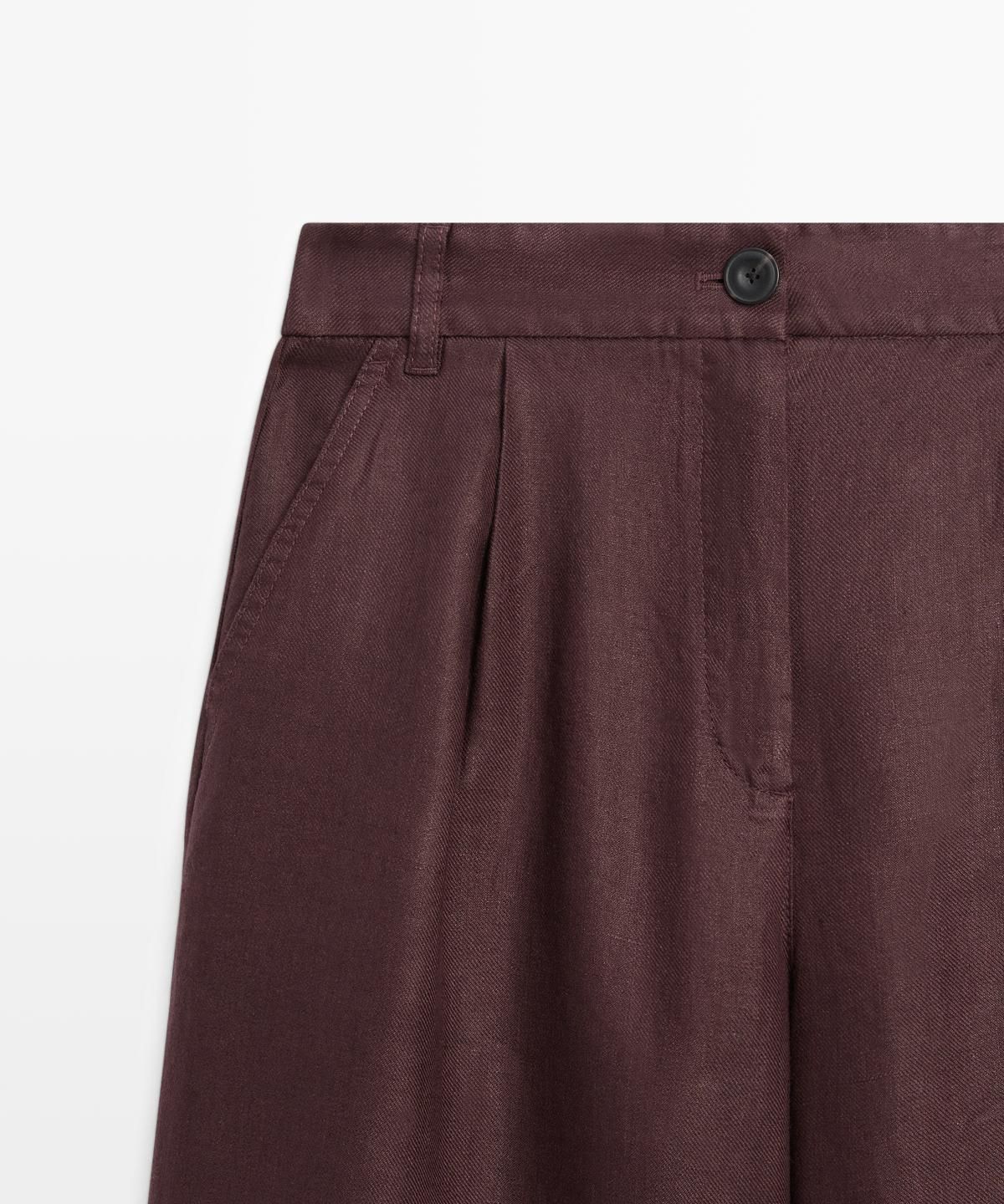 마시모두띠(MASSIMO DUTTI) 100% 린넨 와이드 레그 스트레치 팬츠