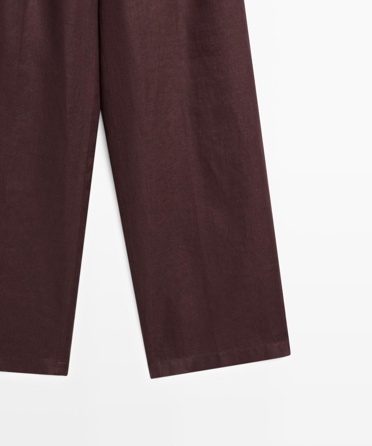 마시모두띠(MASSIMO DUTTI) 100% 린넨 와이드 레그 스트레치 팬츠
