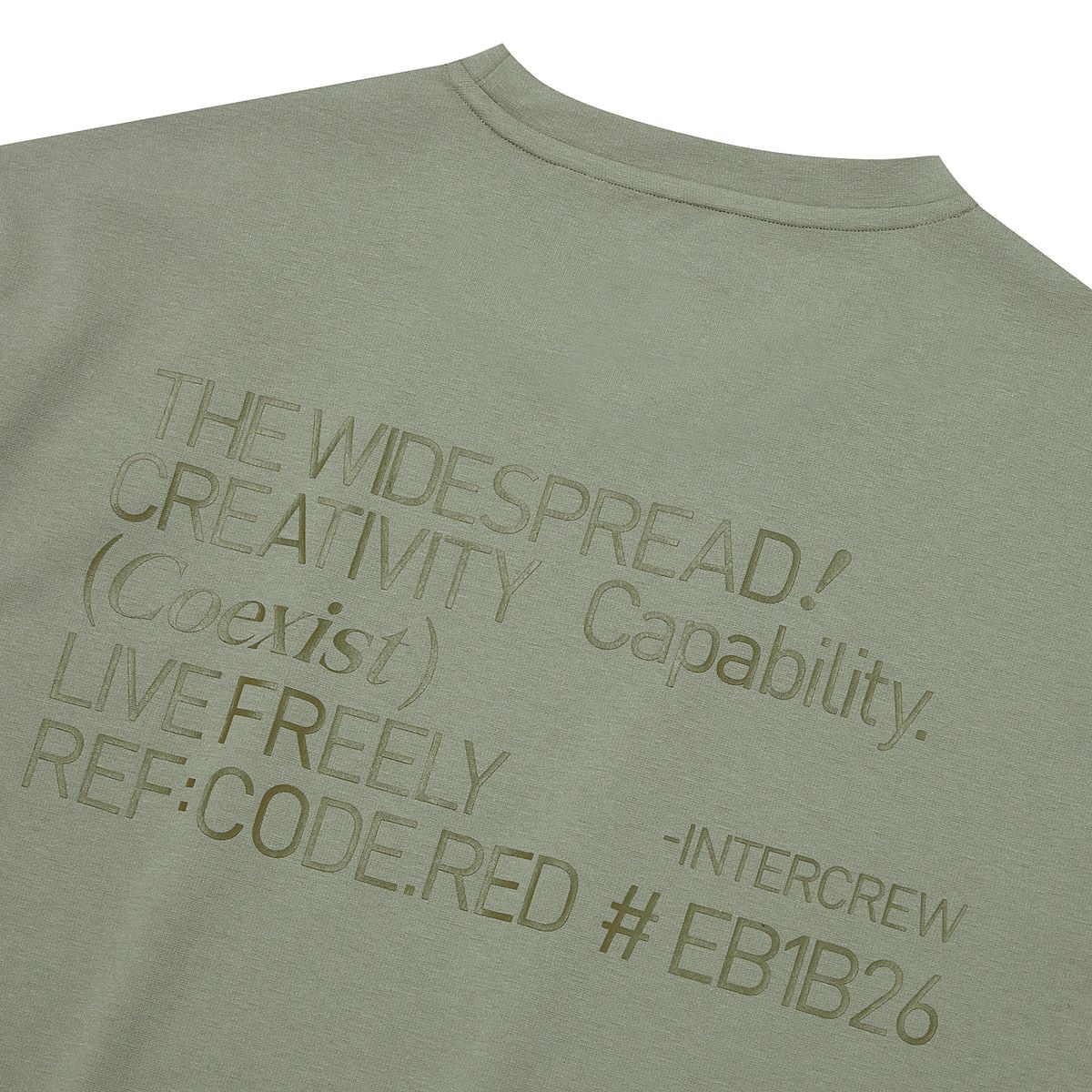 인터크루(INTERCREW) 라벨 포인트 반팔 티셔츠 올리브 ITA2TM09AOL