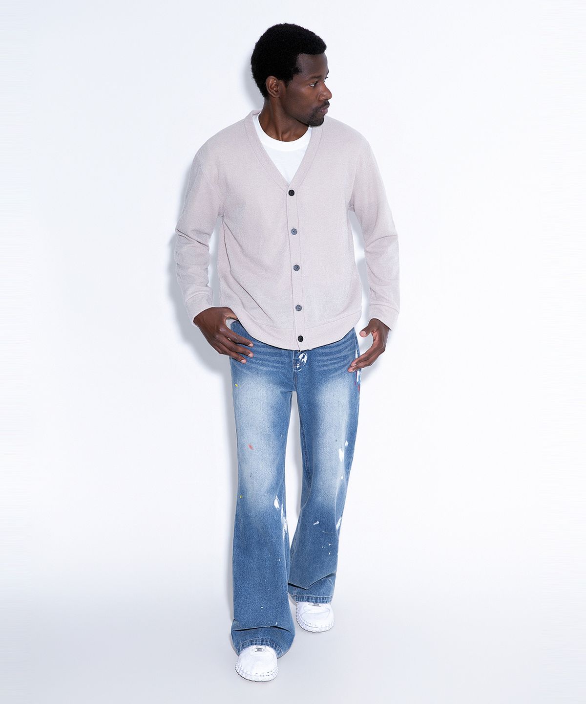 스트라이크(STRIKE) Soft Structure V-Neck Cardigan (CREAMㅣBROWNㅣBLACKㅣCHARCOALㅣNAVY)