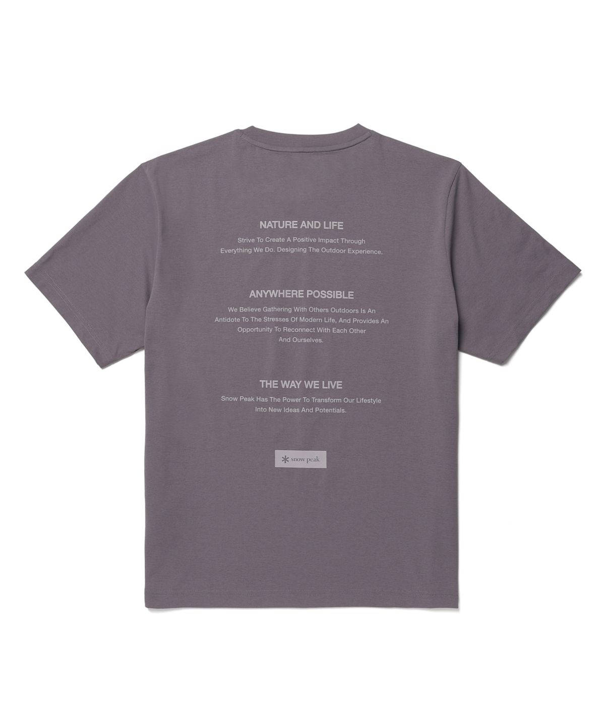 스노우피크 어패럴(SNOWPEAK APPAREL) 퀵드라이 레터링 반팔 티셔츠 (S26MMTTS18) Gray Blue