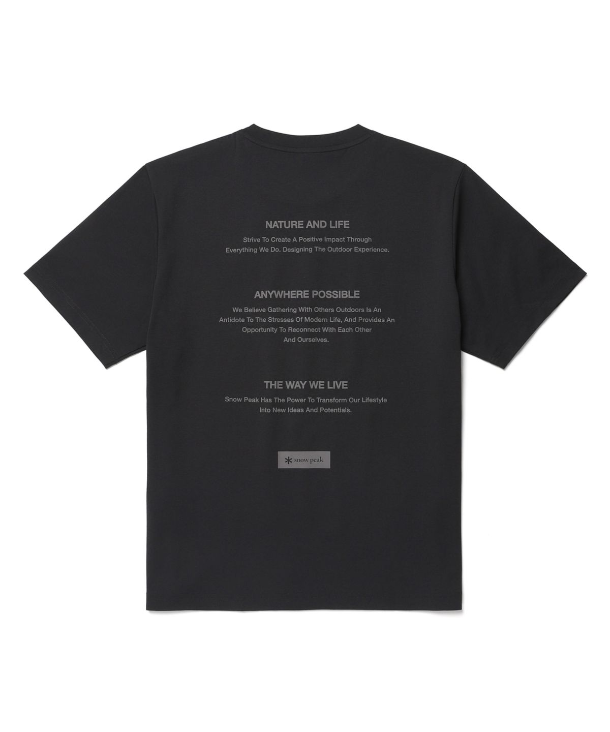 스노우피크 어패럴(SNOWPEAK APPAREL) 퀵드라이 레터링 반팔 티셔츠 (S26MMTTS18) Dark Charcoal