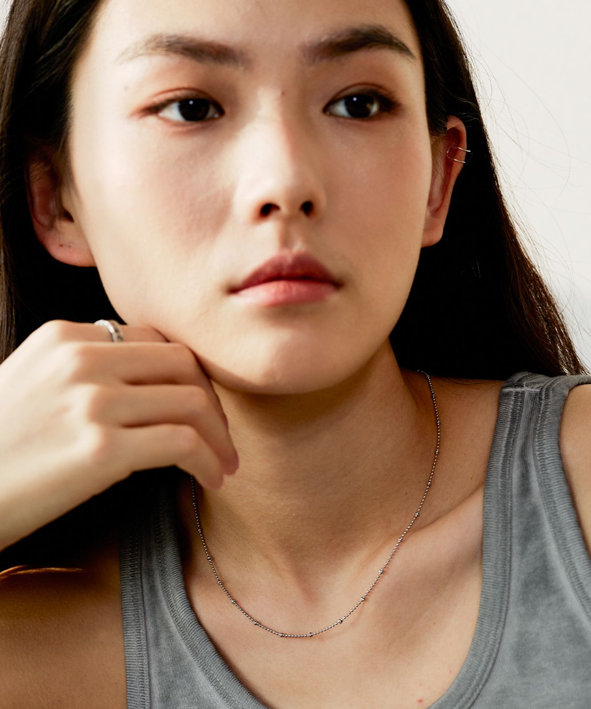 실버태그(SILVERTAG) STN-26SS8 볼 체인 로그 레이어드 목걸이