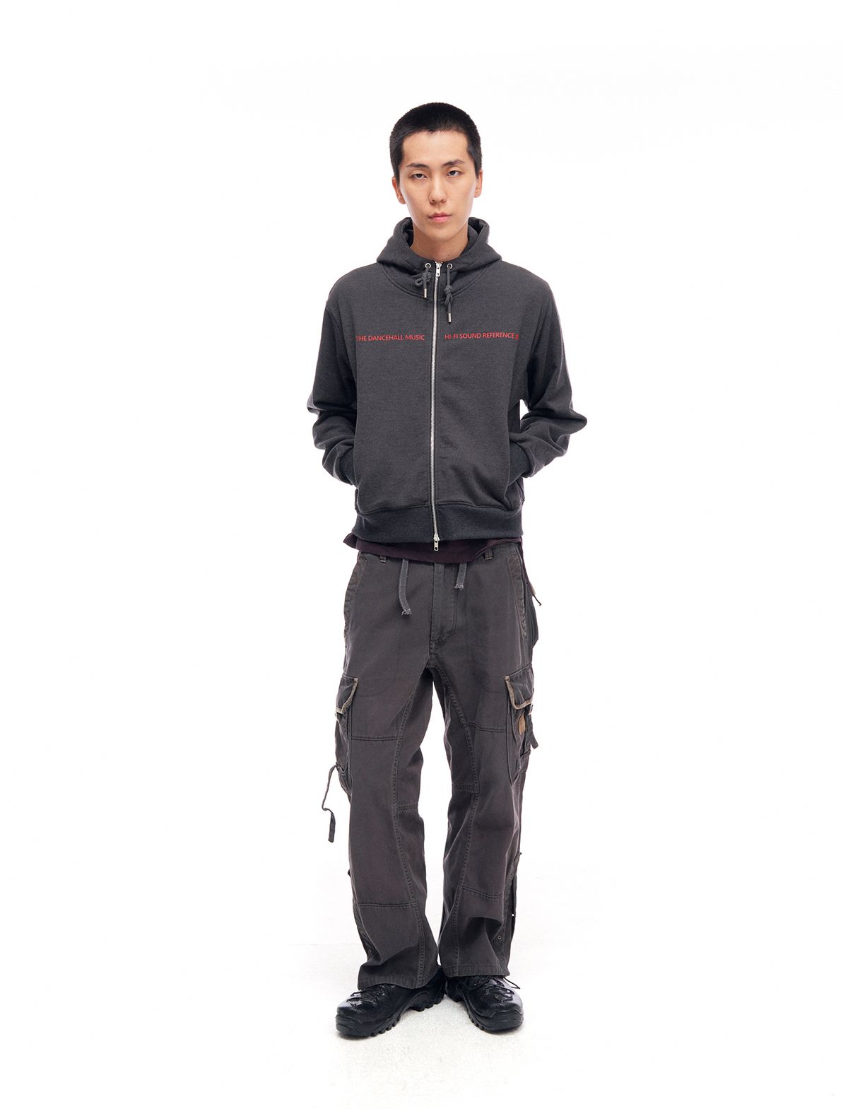 하이파이 사운드 레퍼런스(HIFI SOUND REFERENCE) Dancehall Hoodie Zip-Up, Melange Charcoal
