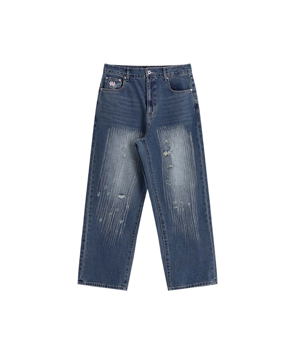 애프터매스(AFTERMATH) DAMAGED DENIM PANTS INDIGO