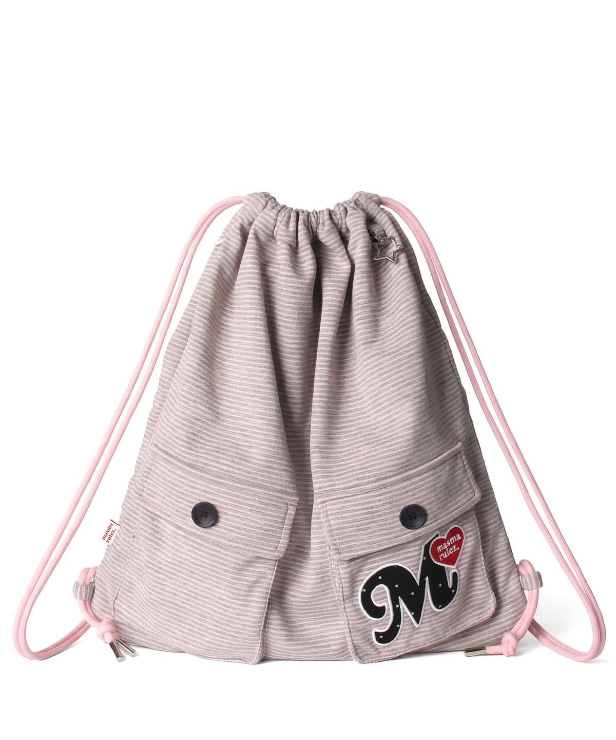 마스마룰즈(MASMARULEZ) Two pocket patch stripe gym sack_Pink stripe