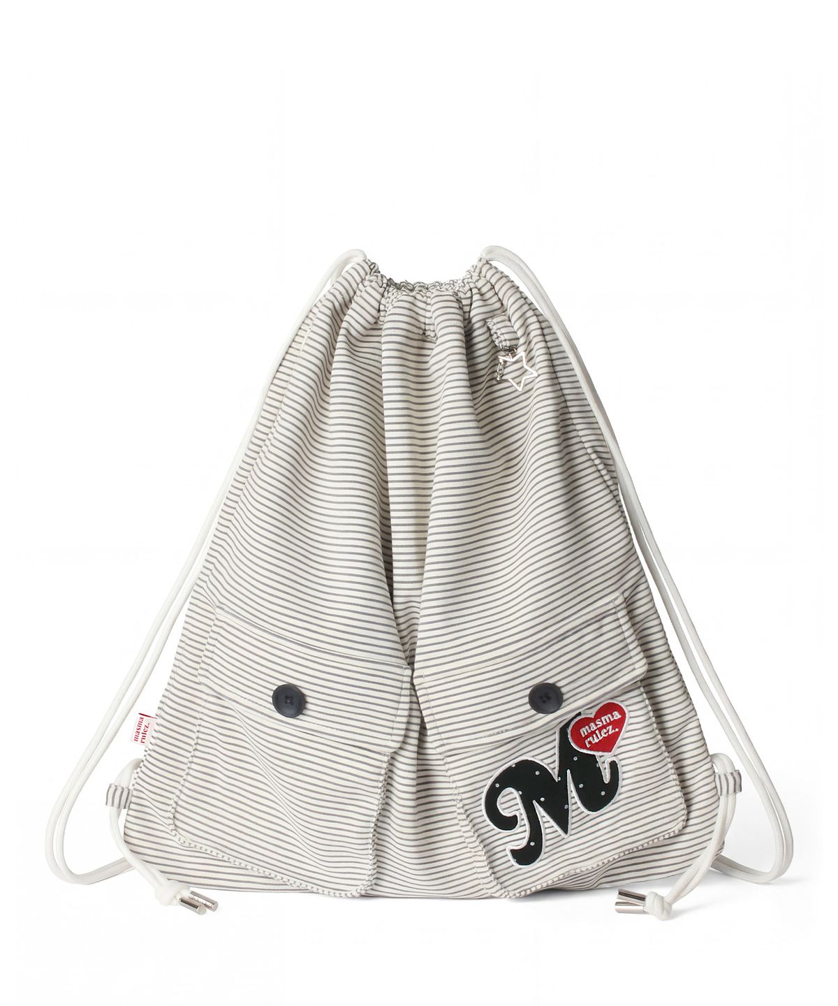 마스마룰즈(MASMARULEZ) Two pocket patch stripe gym sack_Ivory stripe