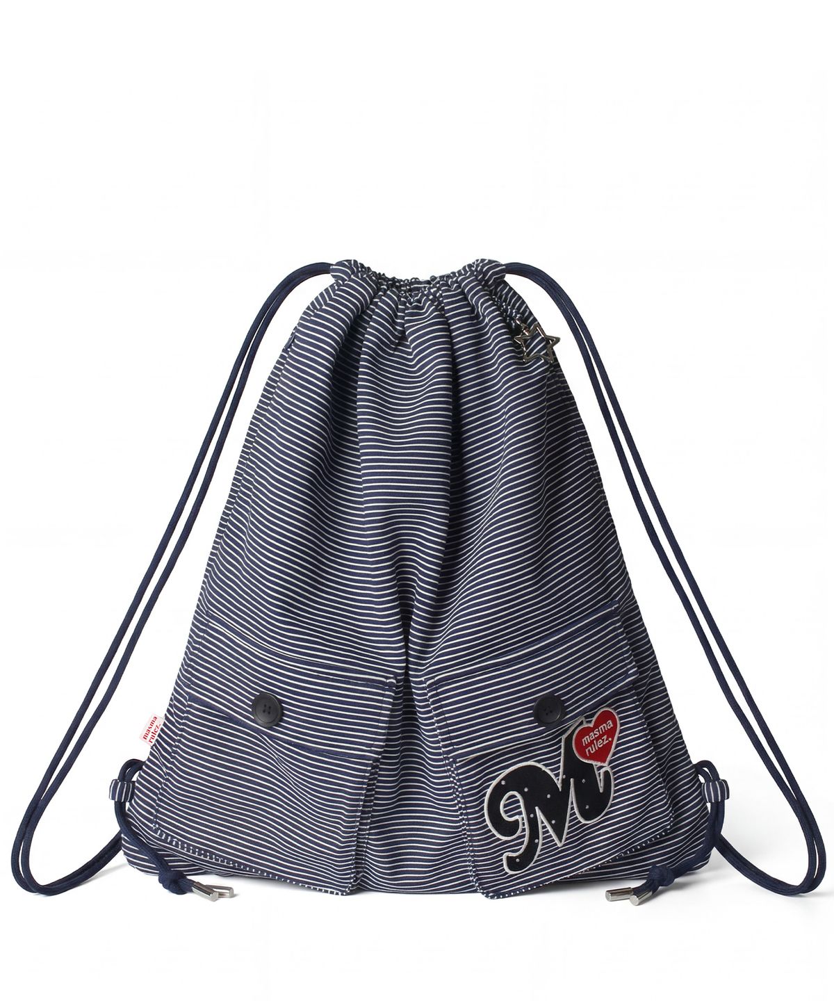 마스마룰즈(MASMARULEZ) Two pocket patch stripe gym sack_Navy stripe