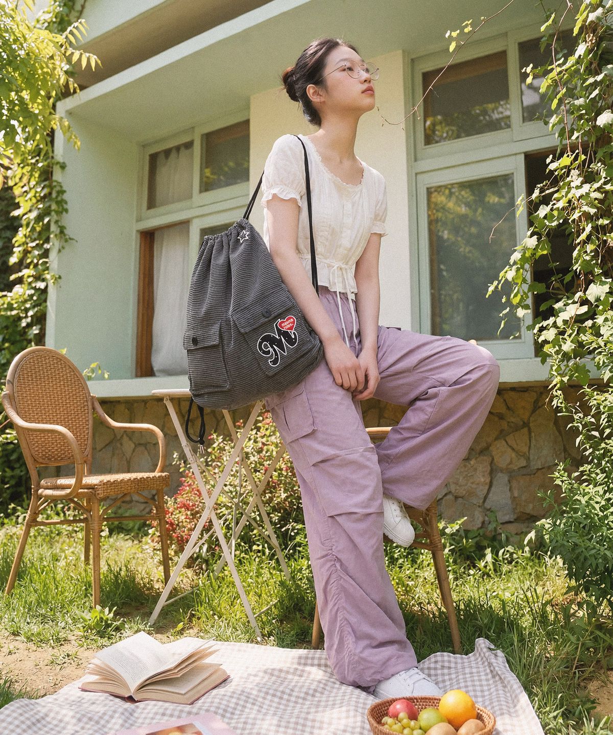 마스마룰즈(MASMARULEZ) Two pocket patch stripe gym sack_Black stripe