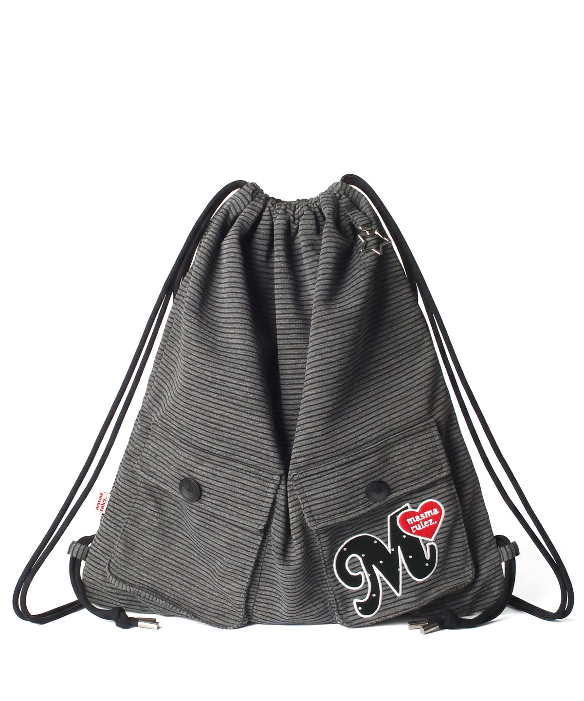 마스마룰즈(MASMARULEZ) Two pocket patch stripe gym sack_Black stripe