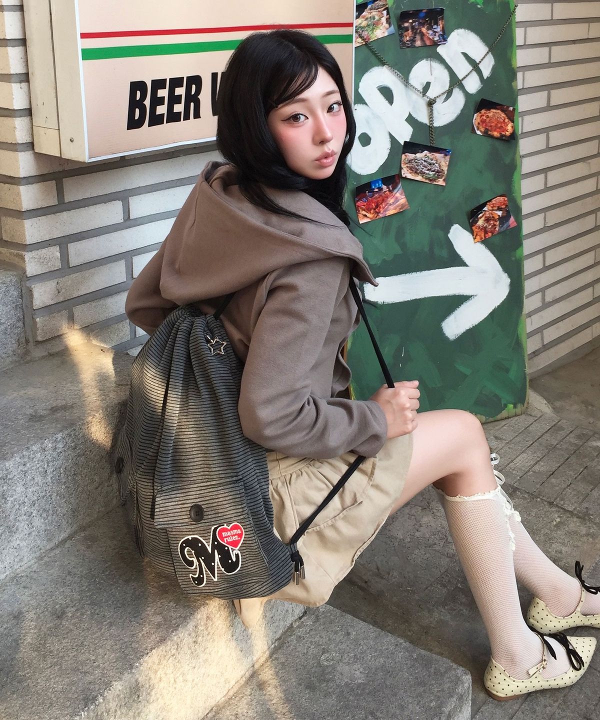 마스마룰즈(MASMARULEZ) Two pocket patch stripe gym sack_Black stripe