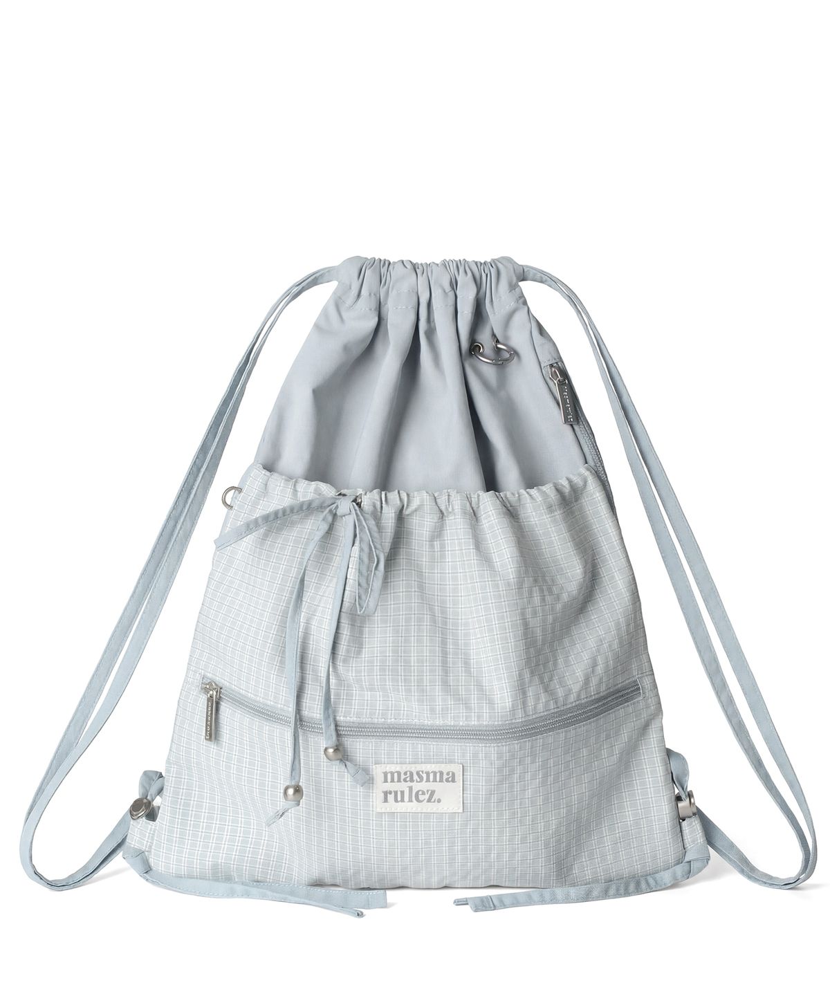 마스마룰즈(MASMARULEZ) Ribbon gym sack_Check fog blue