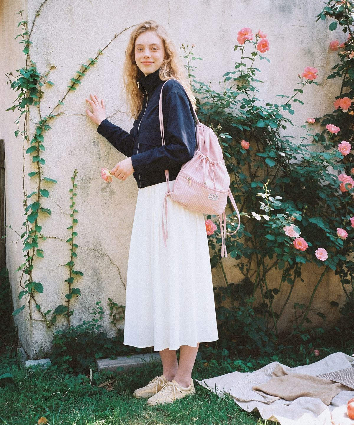 마스마룰즈(MASMARULEZ) Ribbon gym sack_Check fog pink