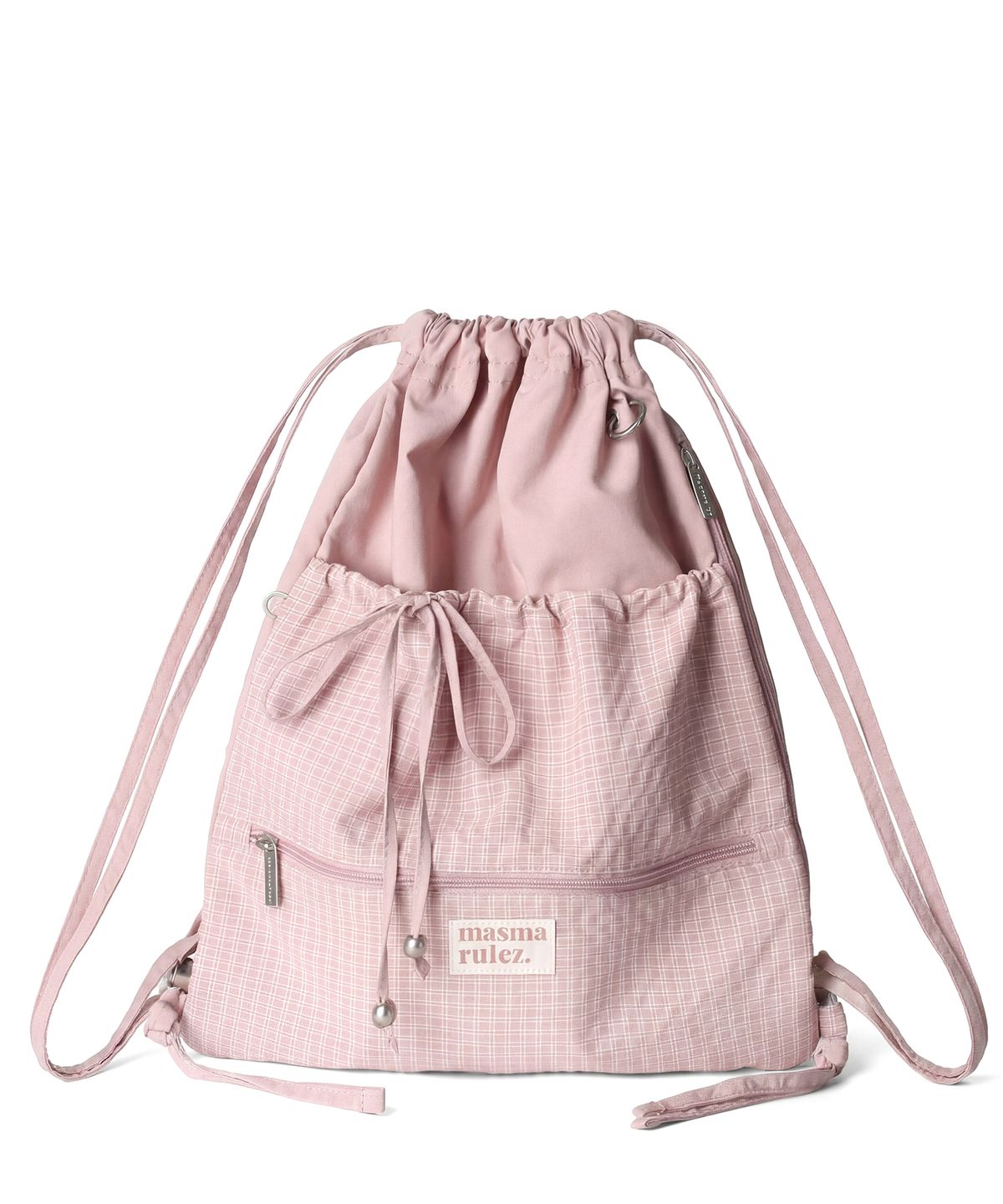 마스마룰즈(MASMARULEZ) Ribbon gym sack_Check fog pink