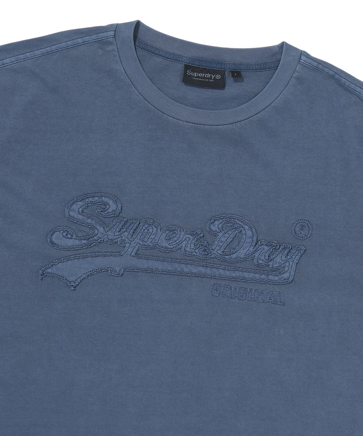 슈퍼드라이(SUPERDRY) 빈티지 아플리케 티셔츠 다크블루 SDUISDP06DBL