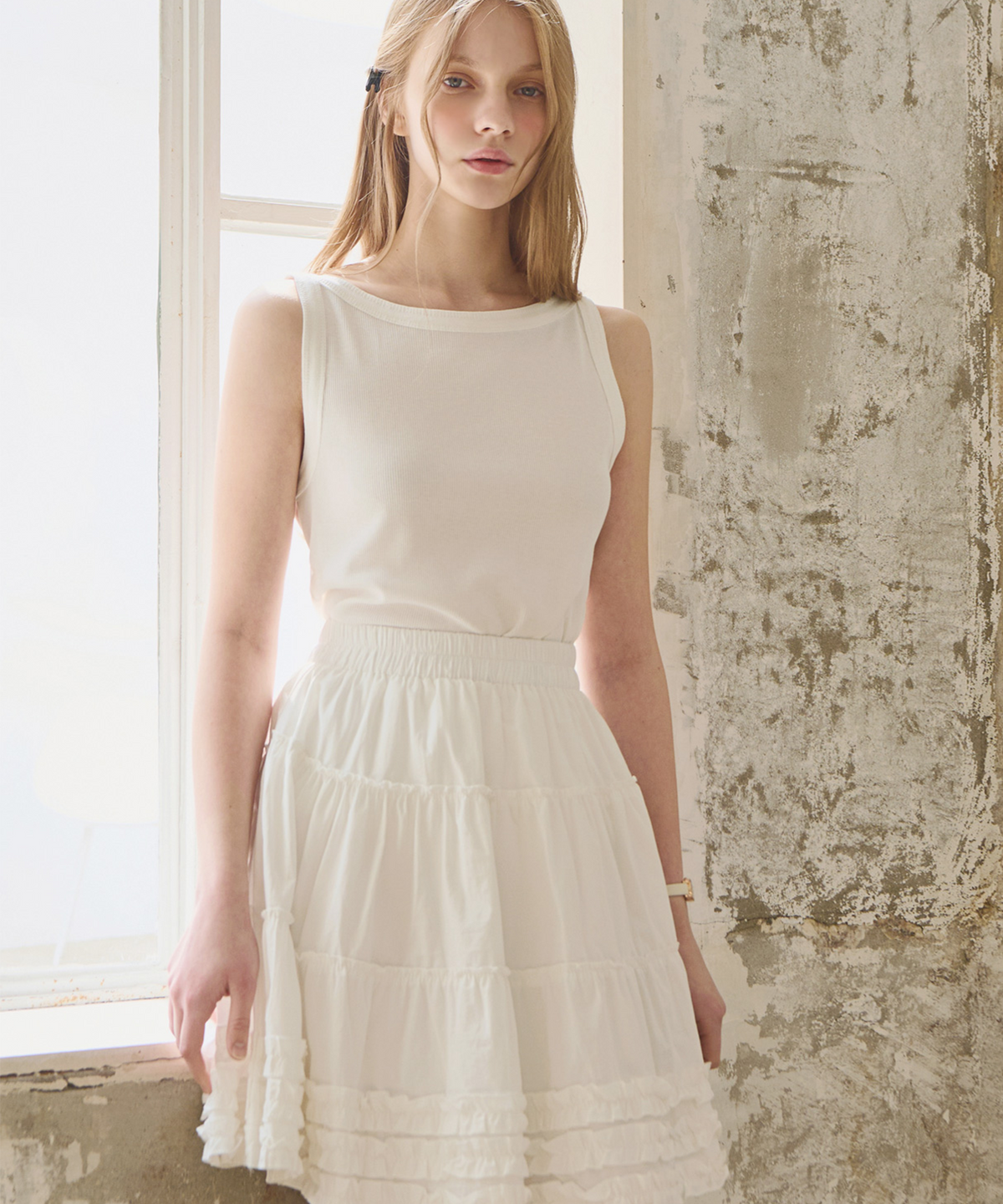 슬로우롤리(SLOWLOLLI) Boat neck sleeveless top_5 Colors