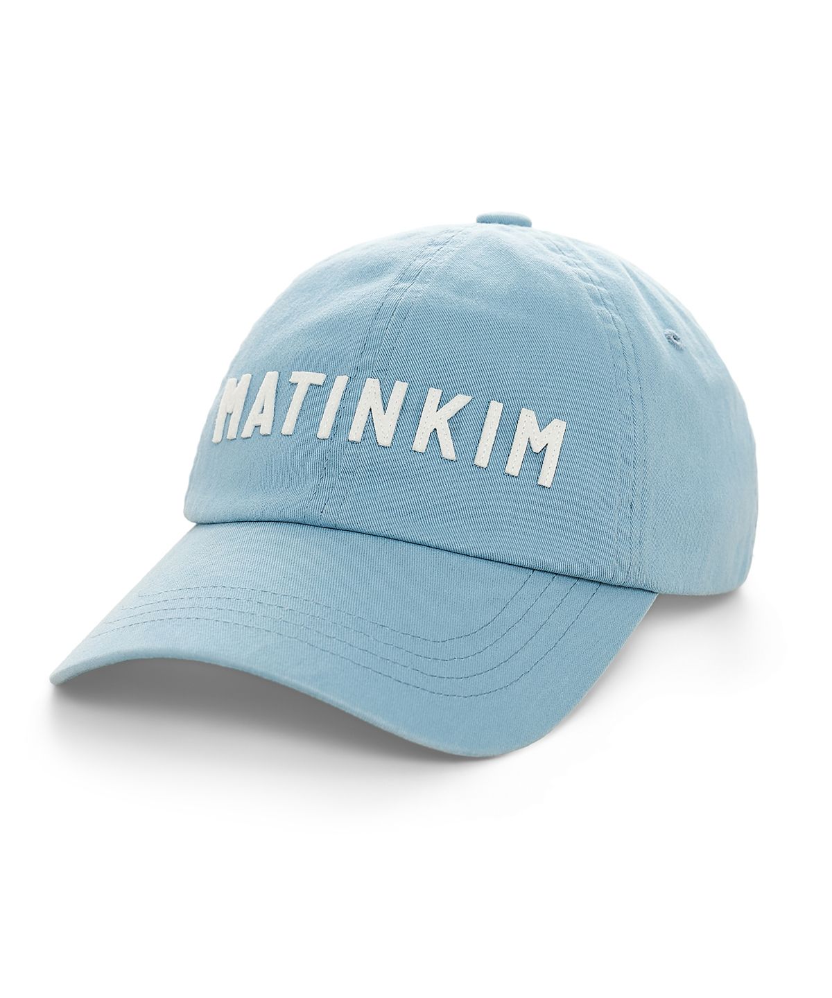 마뗑킴(MATIN KIM) APPLIQUE FELT LOGO BALL CAP IN LIGHT BLUE