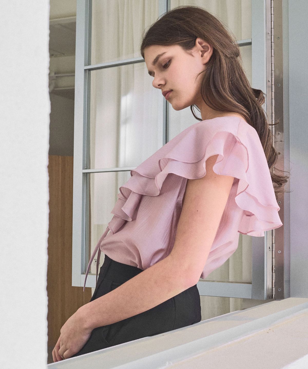 슬로우롤리(SLOWLOLLI) [컬러추가] Veil frill blouse_3 Colors