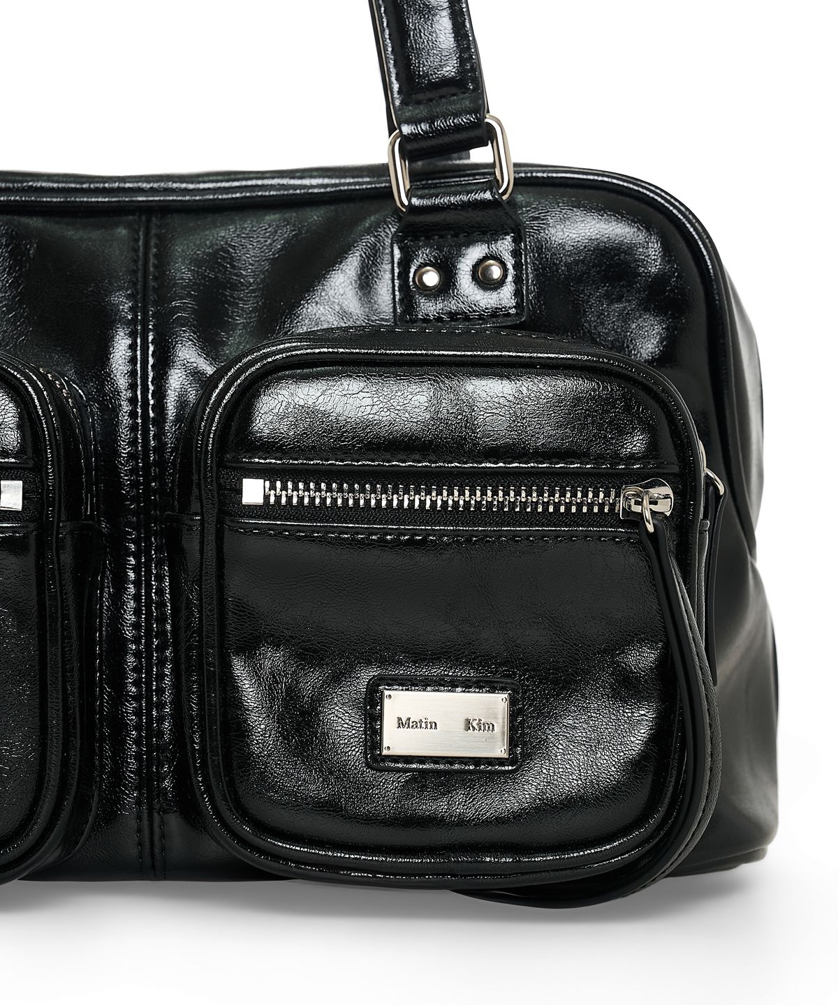 마뗑킴(MATIN KIM) DOUBLE POCKET BRICK SHOULDER BAG IN BLACK