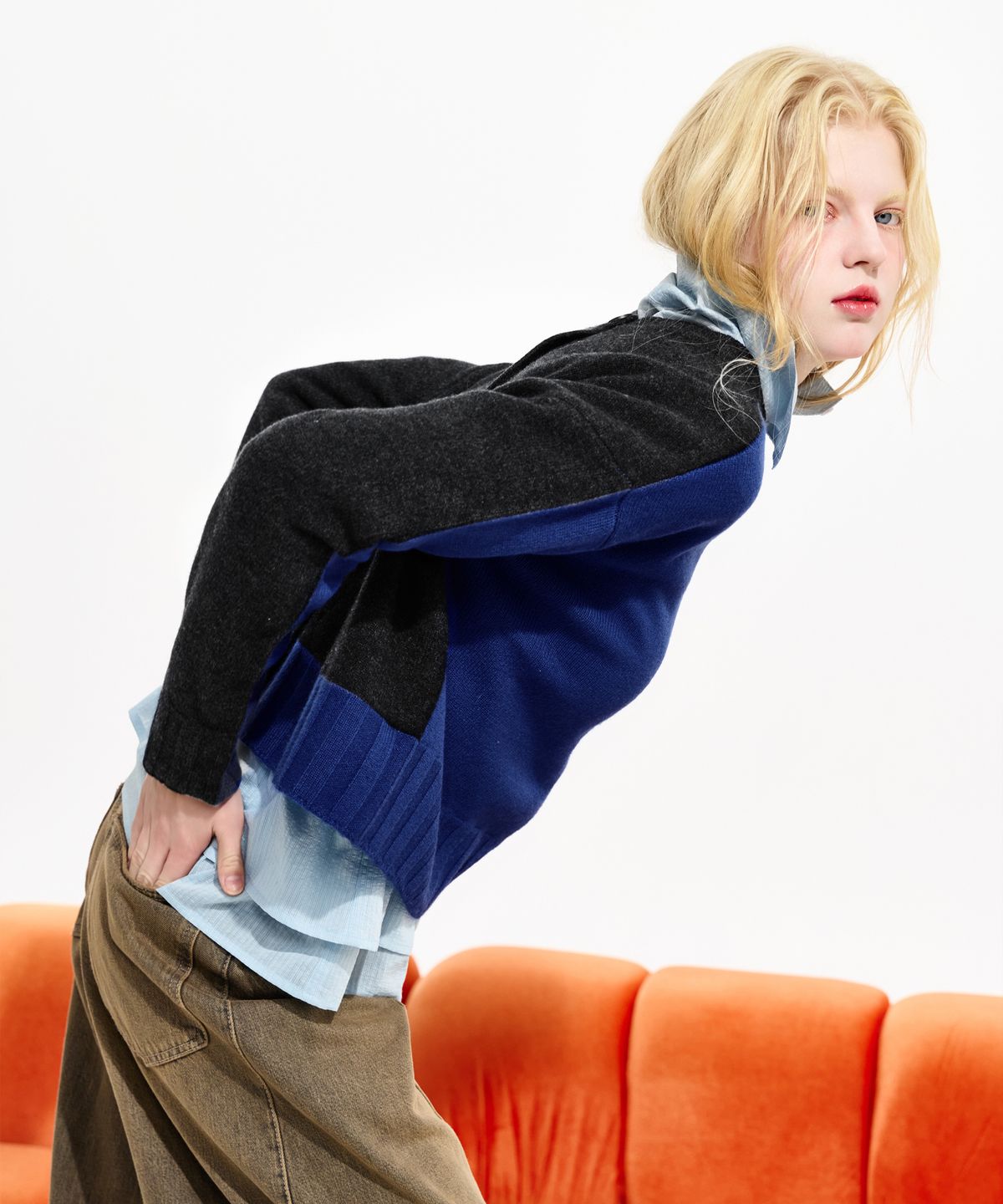 스노야(SNOYA) 25FW 울 투웨이 컬러 블록 가디건