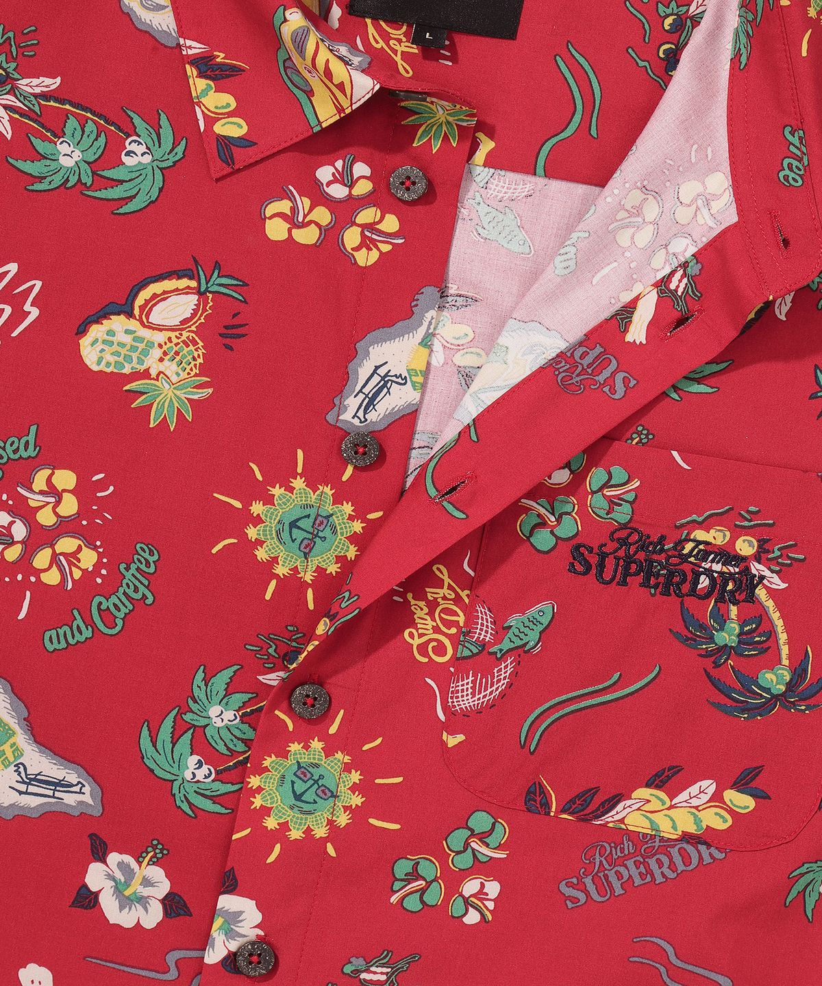 슈퍼드라이(SUPERDRY) 팜 서프 하와이안 셔츠 레드 SDUIHAP61RED