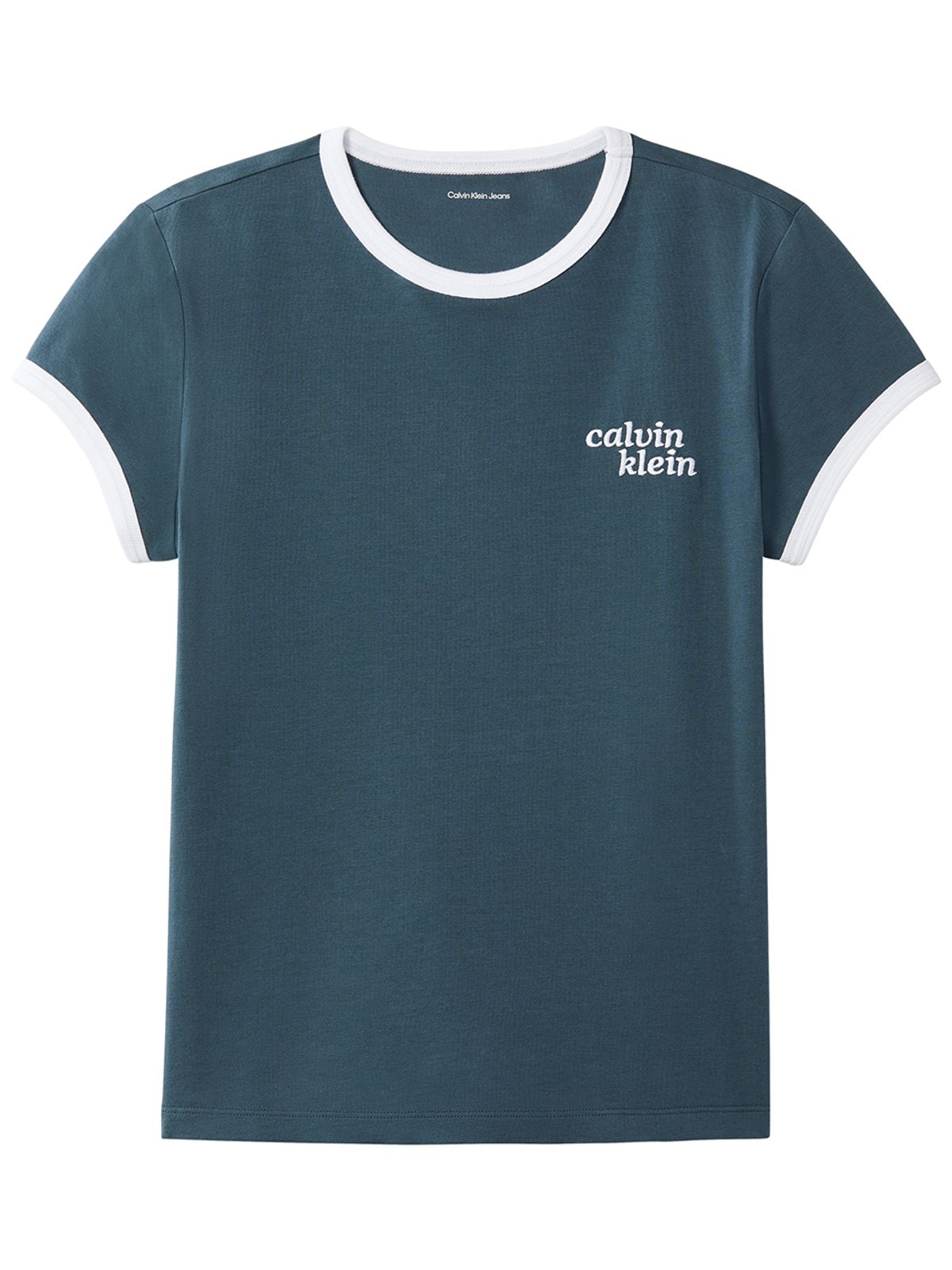 캘빈클라인 진(CALVIN KLEIN JEANS) 여성 슬림 로고 링거 반팔 티셔츠 47G803G CEG