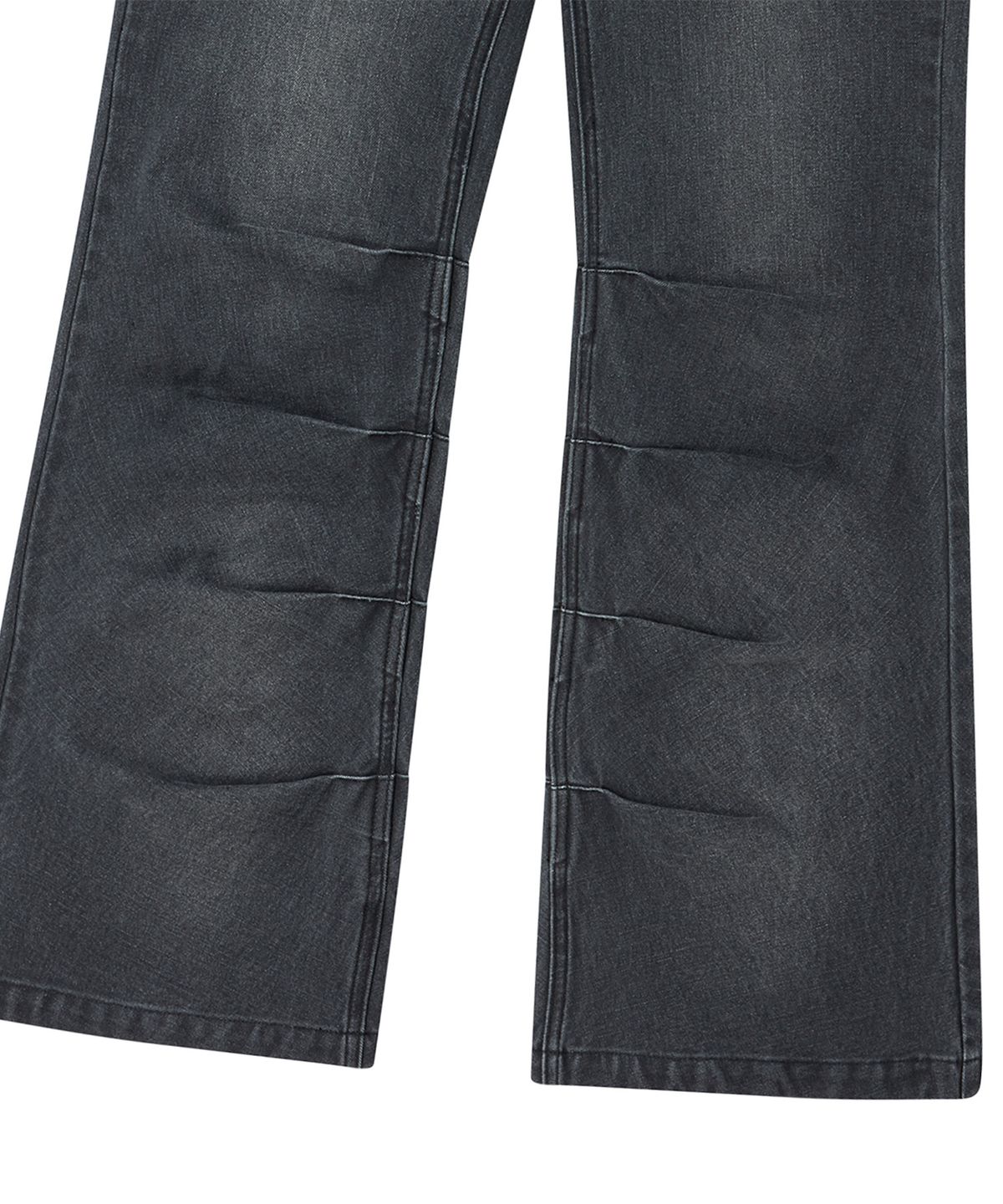 프렌다(PRENDA) SHIRRING BOOTS CUT DENIM PANTS BLACK