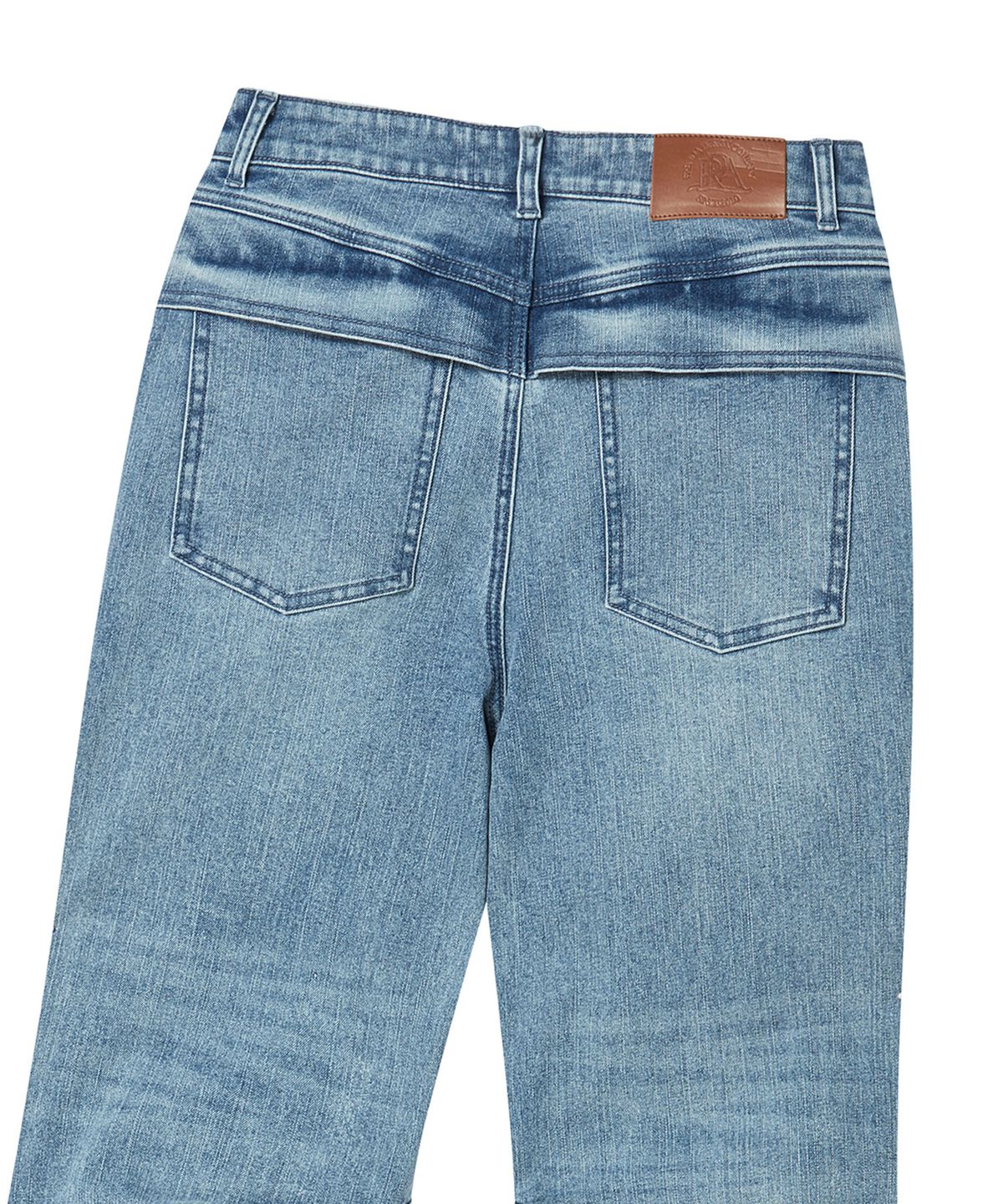 프렌다(PRENDA) SHIRRING BOOTS CUT DENIM PANTS BLUE