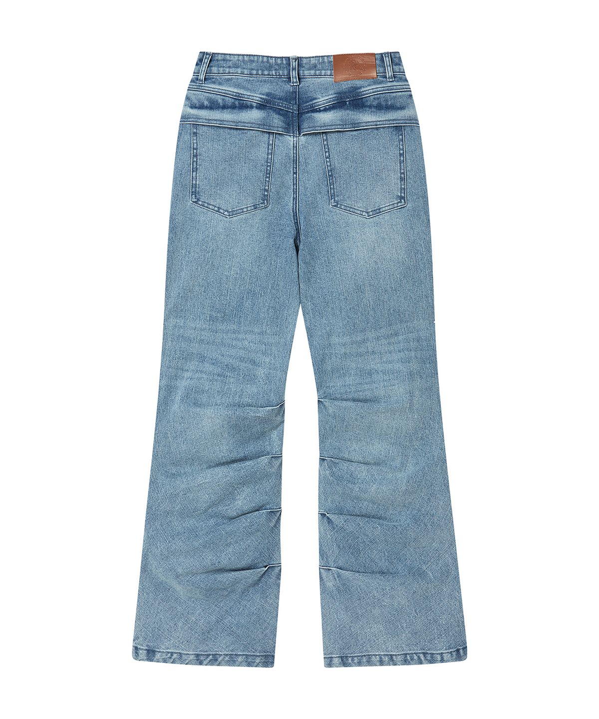 프렌다(PRENDA) SHIRRING BOOTS CUT DENIM PANTS BLUE