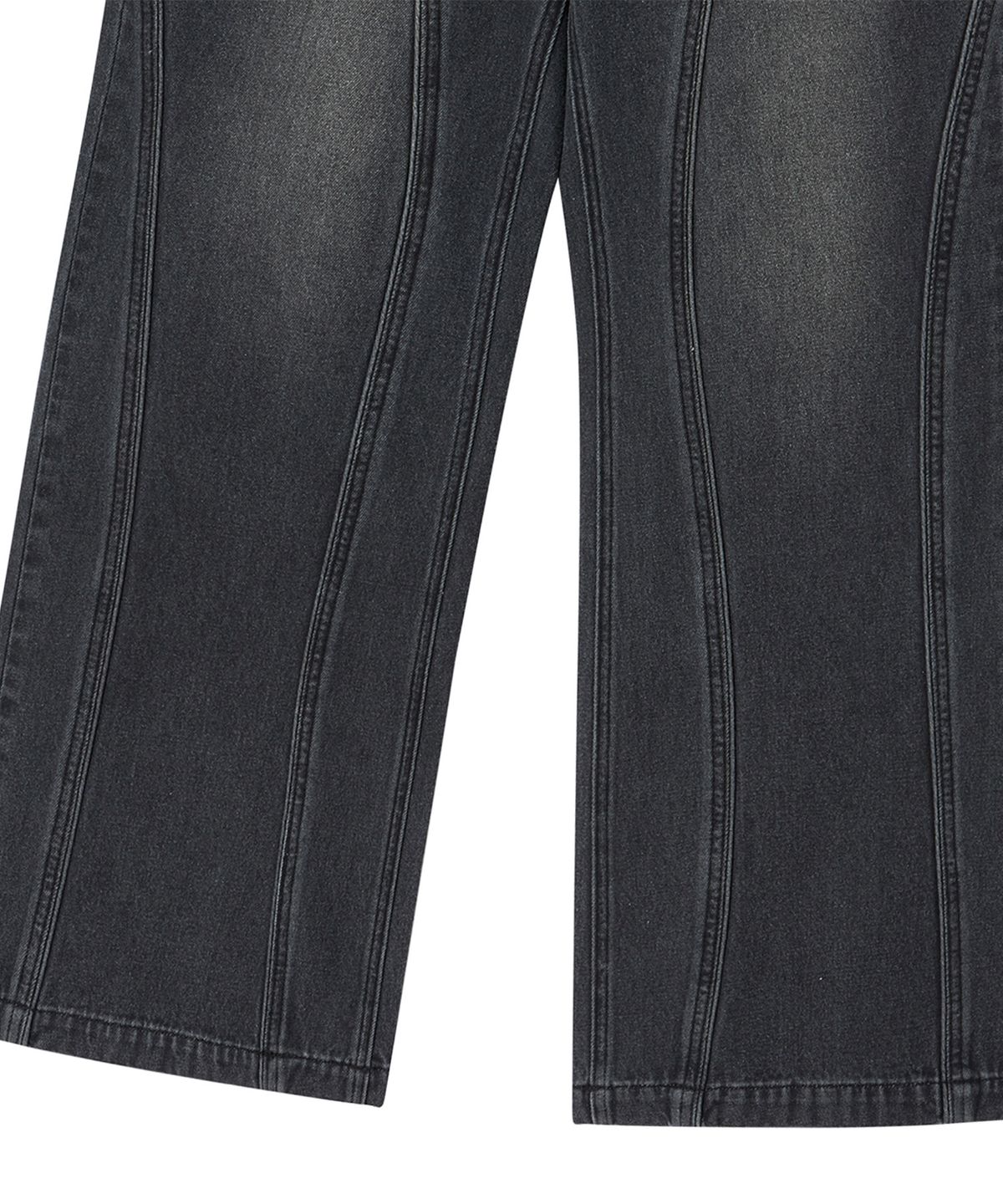 프렌다(PRENDA) CURVED CAT WASHED DENIM PANTS BLACK