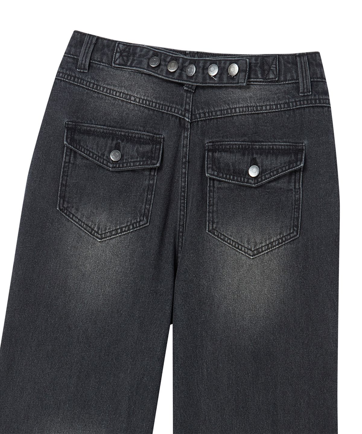 프렌다(PRENDA) CURVED CAT WASHED DENIM PANTS BLACK