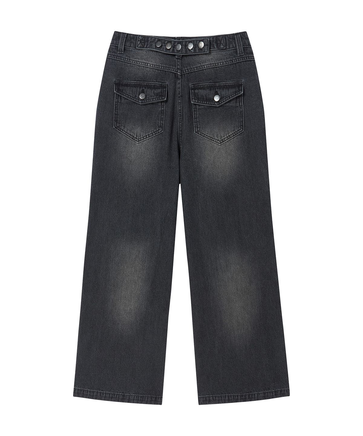 프렌다(PRENDA) CURVED CAT WASHED DENIM PANTS BLACK
