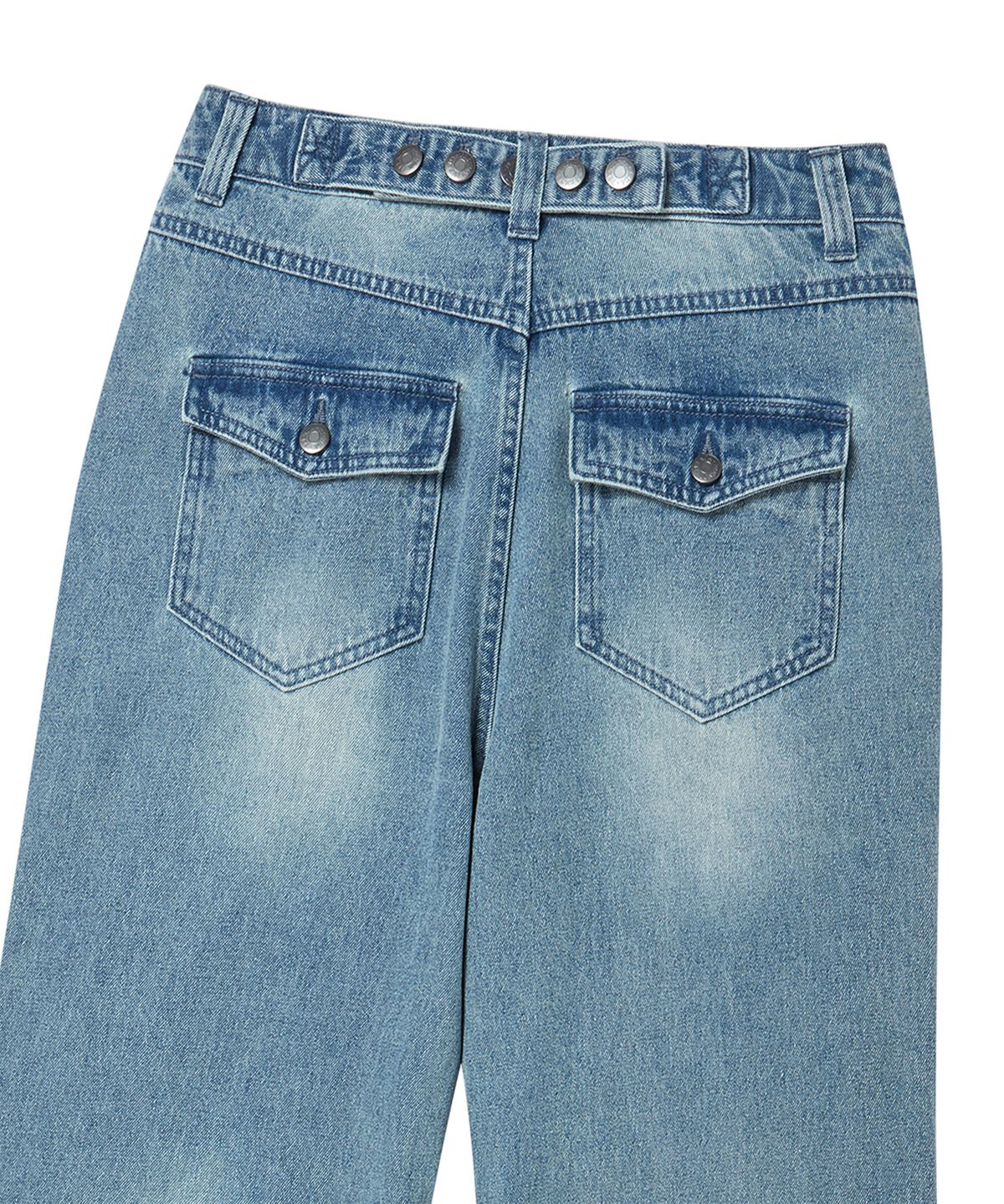 프렌다(PRENDA) CURVED CAT WASHED DENIM PANTS BLUE
