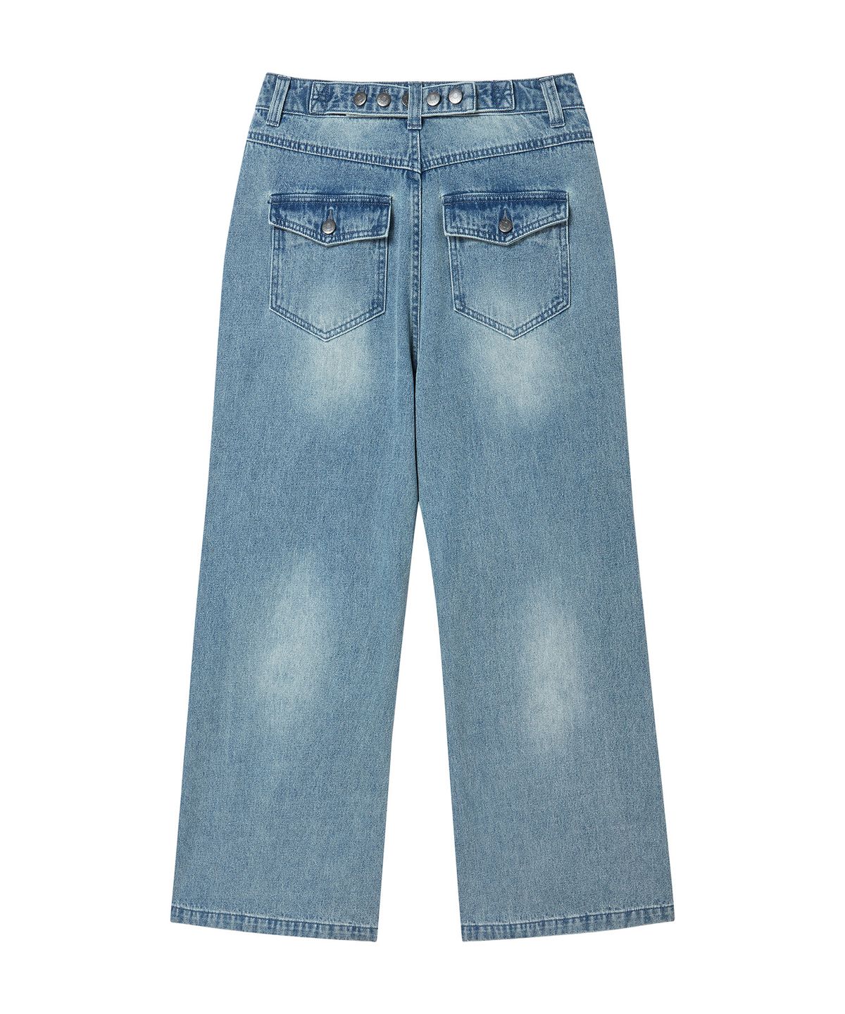 프렌다(PRENDA) CURVED CAT WASHED DENIM PANTS BLUE