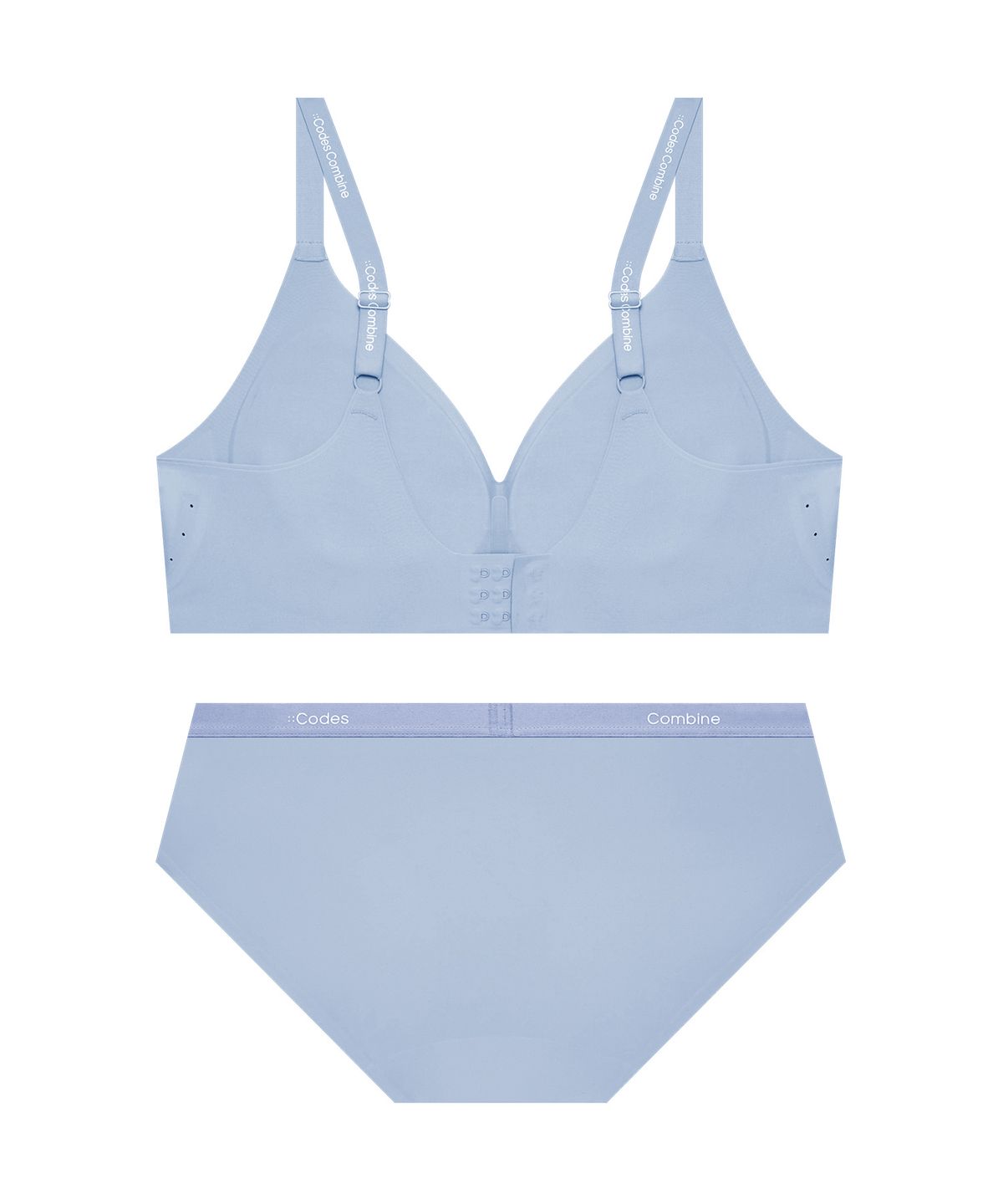 코데즈컴바인 이너웨어(CODES COMBINE INNERWEAR) 볼륨핏 에어홀 심리스 노와이어 브라팬티 세트_스카이블루