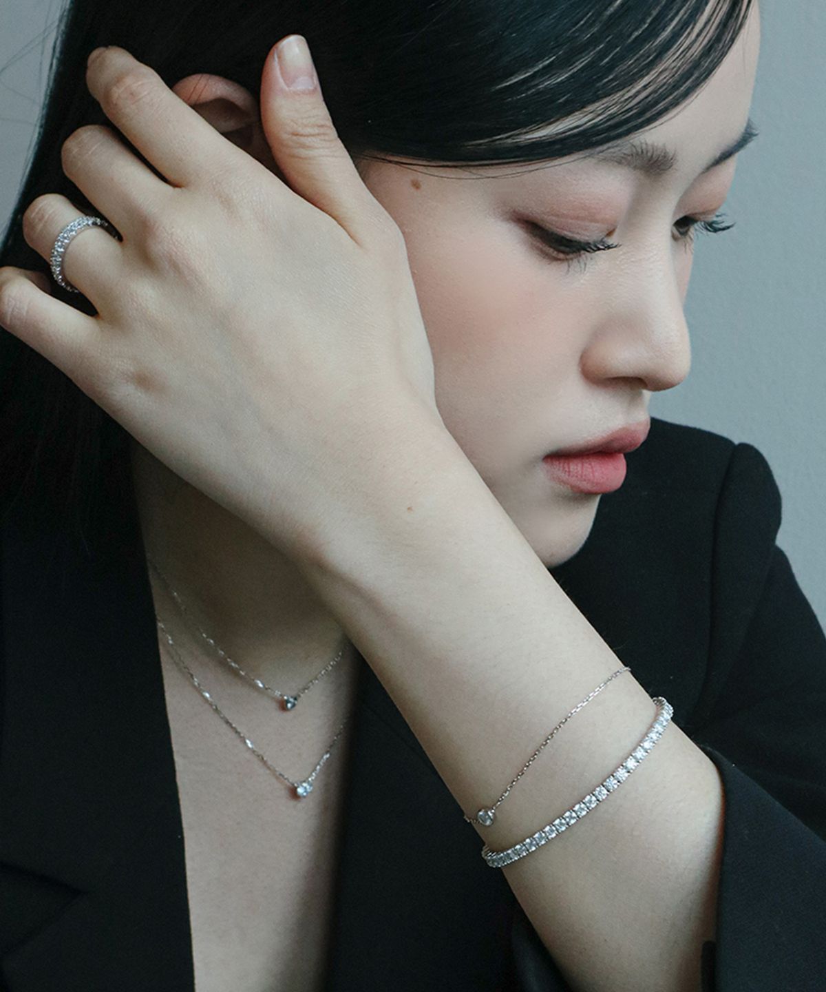 스몰굿띵(SMGT) Silver925 베젤 큐빅 체인 목걸이