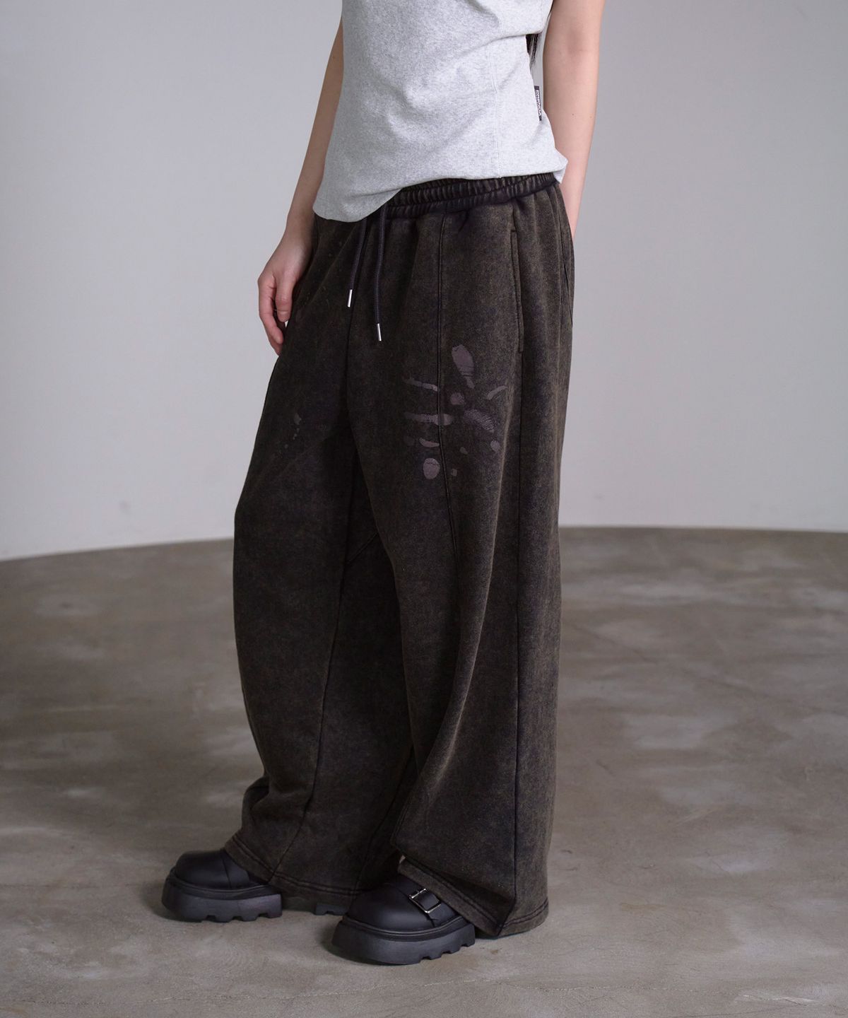 프렌다(PRENDA) 97 PAINTED WASHED PANTS BLACK